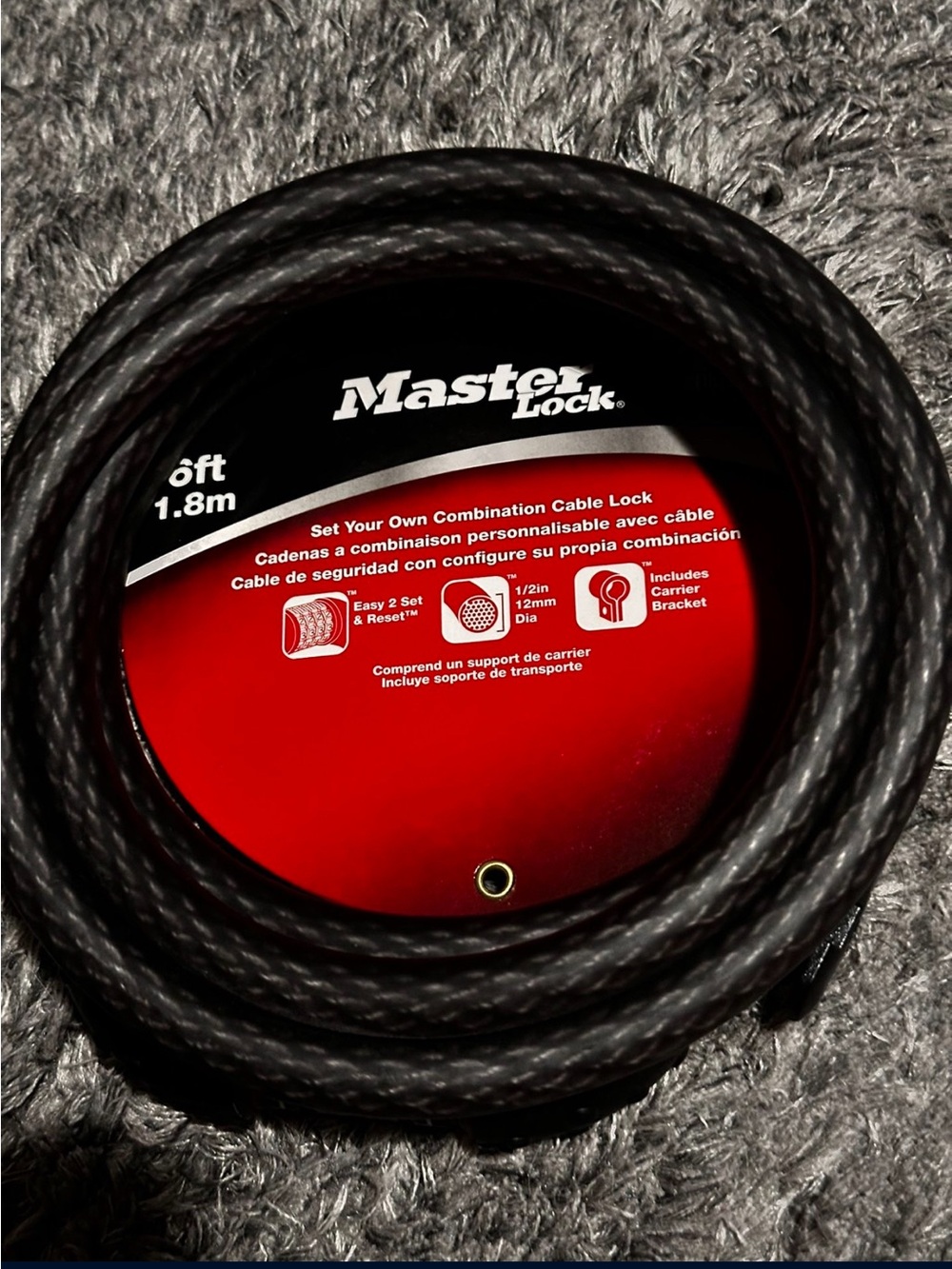 Master Lock- Black Combination Cable Bike Lock - 6ft